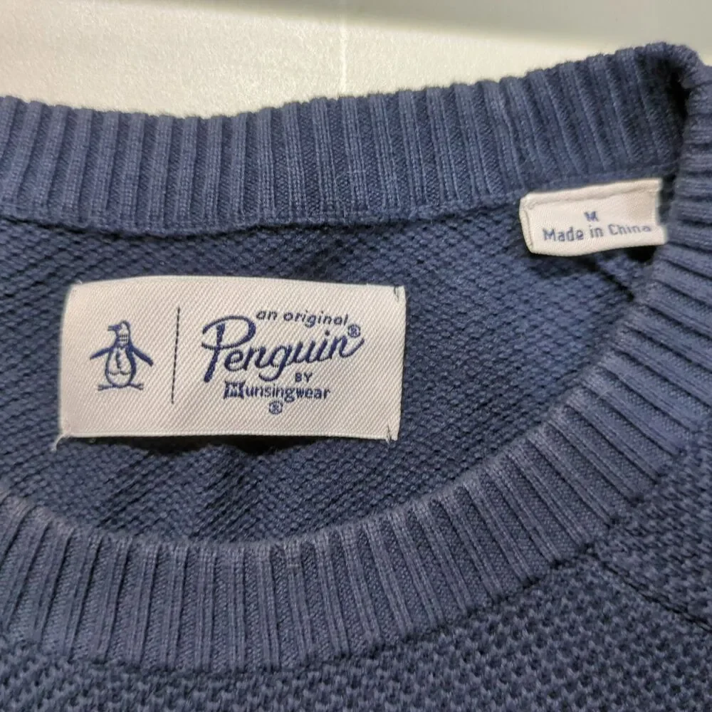 Penguin Munsingwear Men's Classic Navy Blue Cotton Sweater M